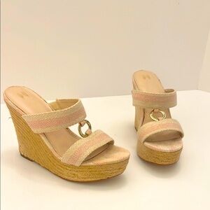 Victoria's Secret Pink and Cream Chic Wedges Size 8